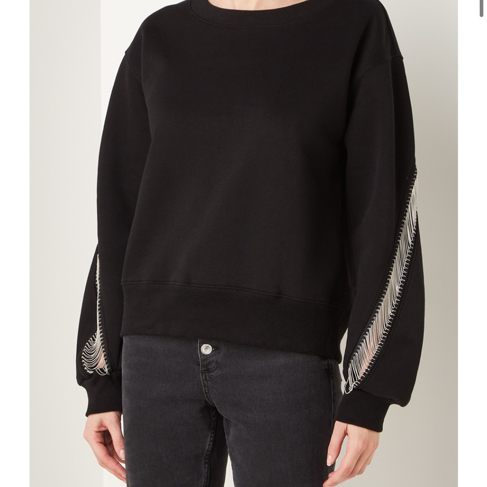 All Saints Black Sweater with Sheer chain Detail